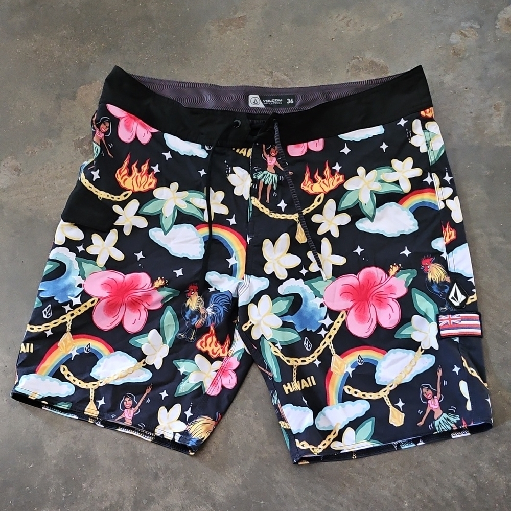 Volcom HAWAII Drew Toonz Fad Ma 20 Swim Trunks Shorts Sz 36